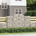 NNEVL Arched Gabion Baskets 3 pcs 200x50x120/140 cm Galvanised Iron-0