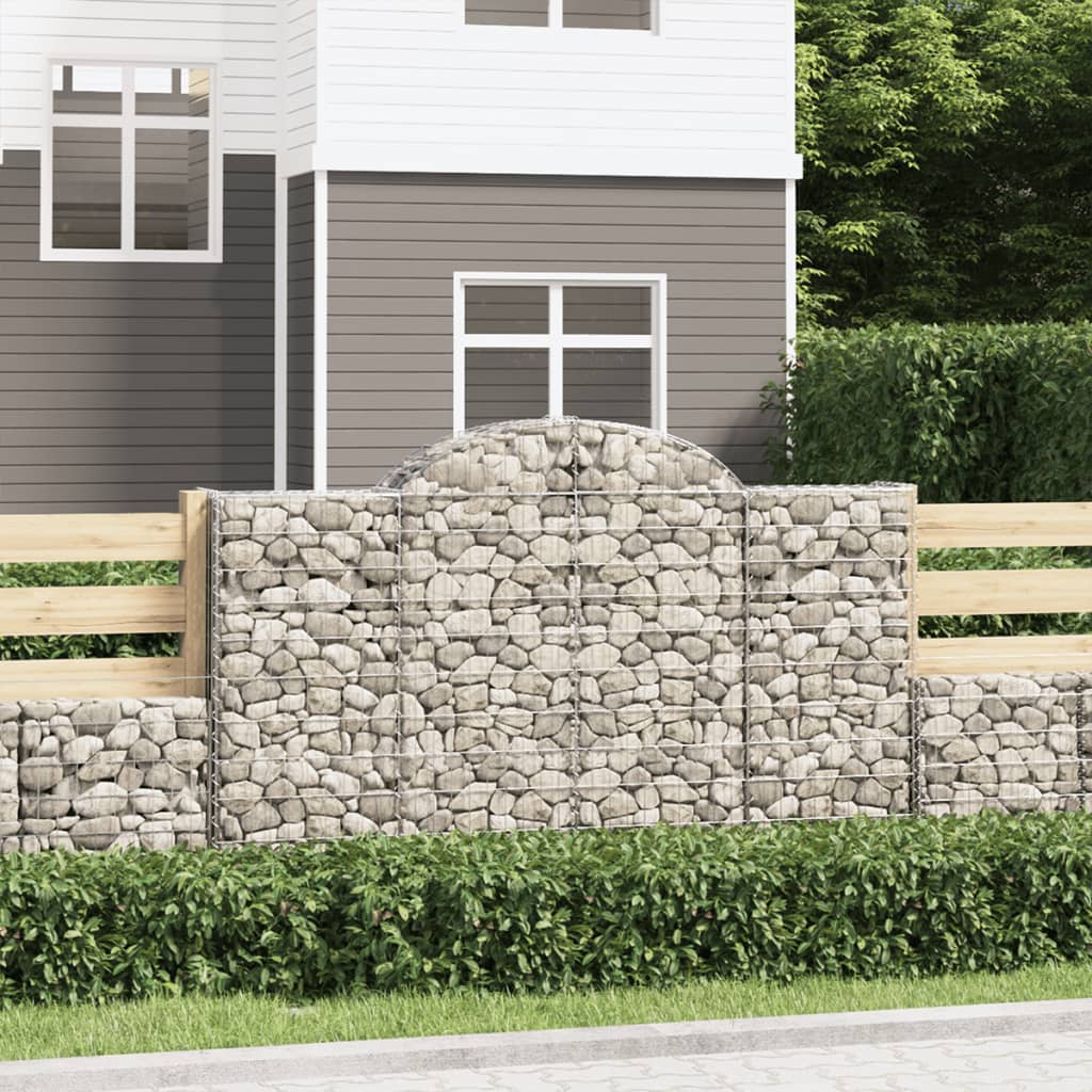 NNEVL Arched Gabion Baskets 3 pcs 200x50x120/140 cm Galvanised Iron-0