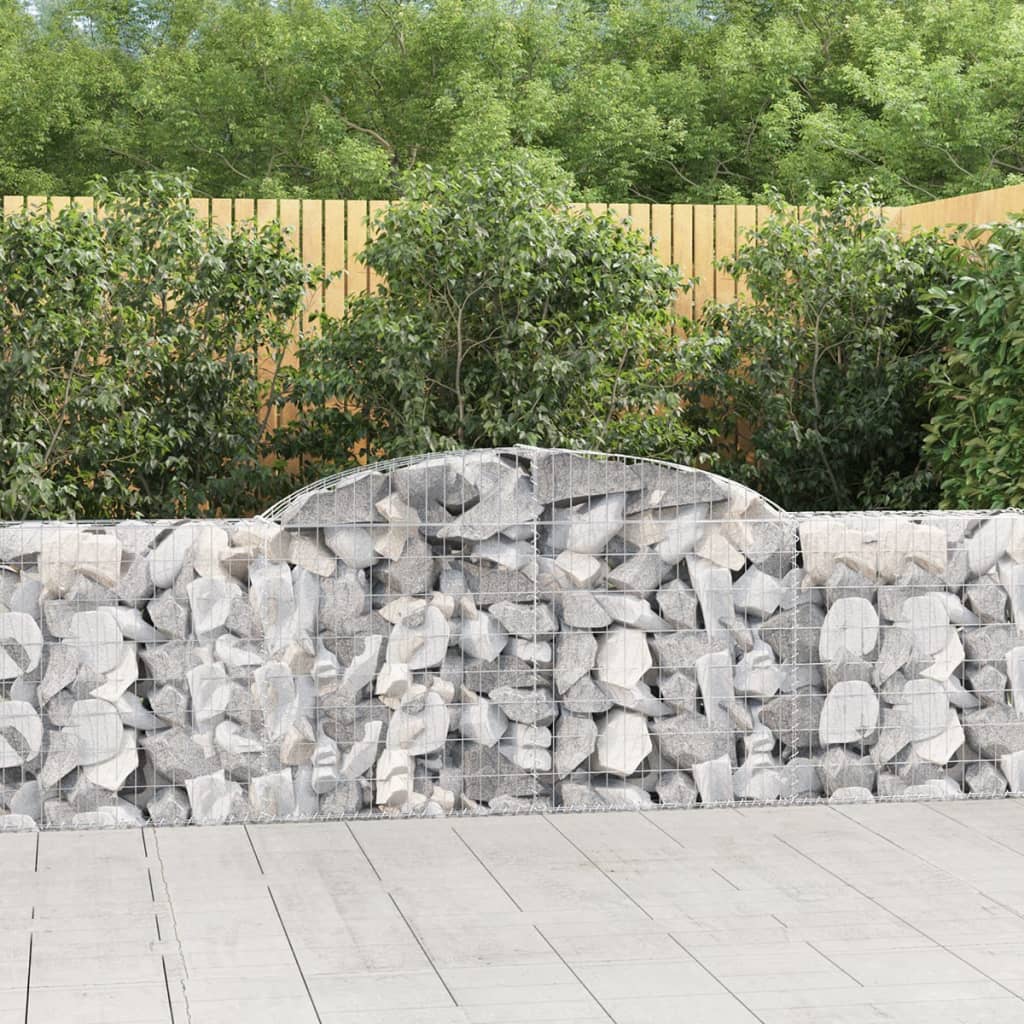 NNEVL Arched Gabion Baskets 2 pcs 300x30x80/100 cm Galvanised Iron-0