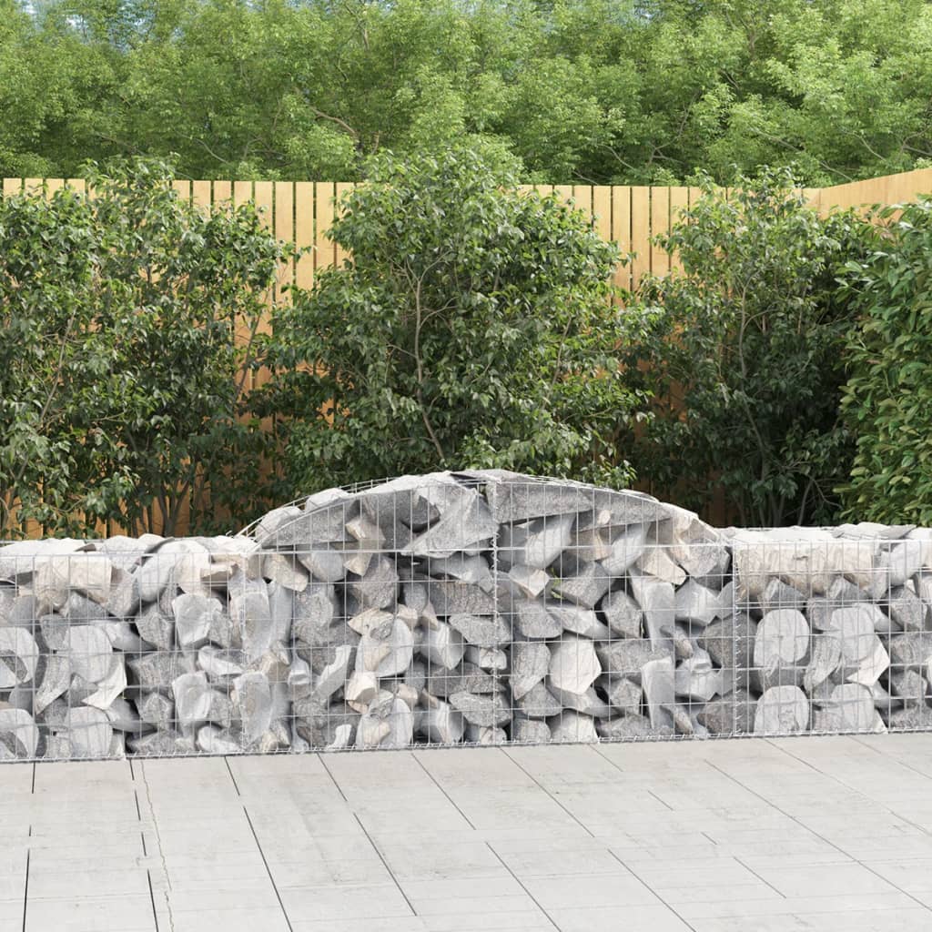 NNEVL Arched Gabion Baskets 2 pcs 300x50x60/80 cm Galvanised Iron-0
