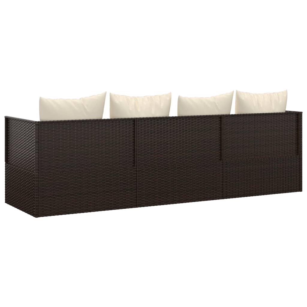 NNEVL Outdoor Lounge Bed with Cushions Brown Poly Rattan-4