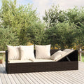 NNEVL Outdoor Lounge Bed with Cushions Brown Poly Rattan-0