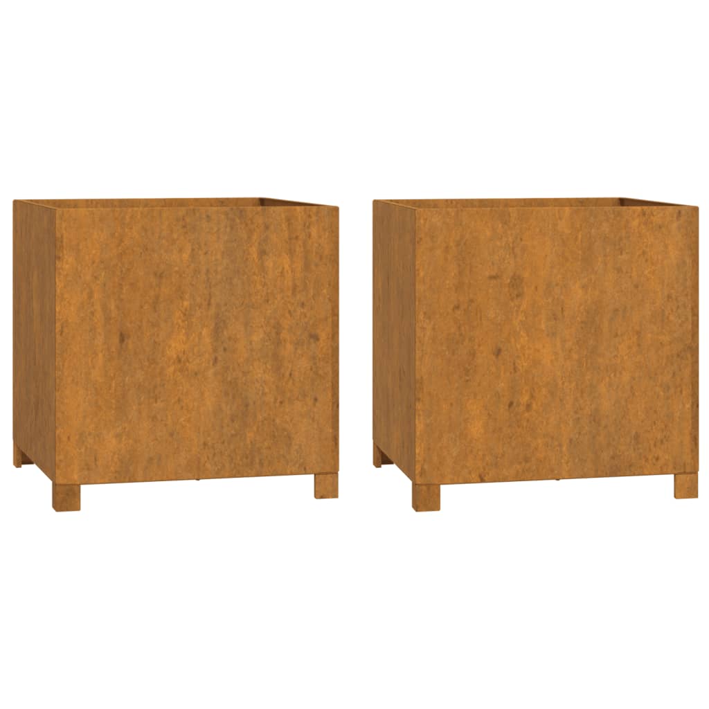 NNEVL Planters with Legs 2 pcs Rusty 49x47x50 cm Corten Steel-1