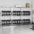 NNEVL 2-Layer Tire Racks 3 pcs Silver 110x40x180 cm Steel-0