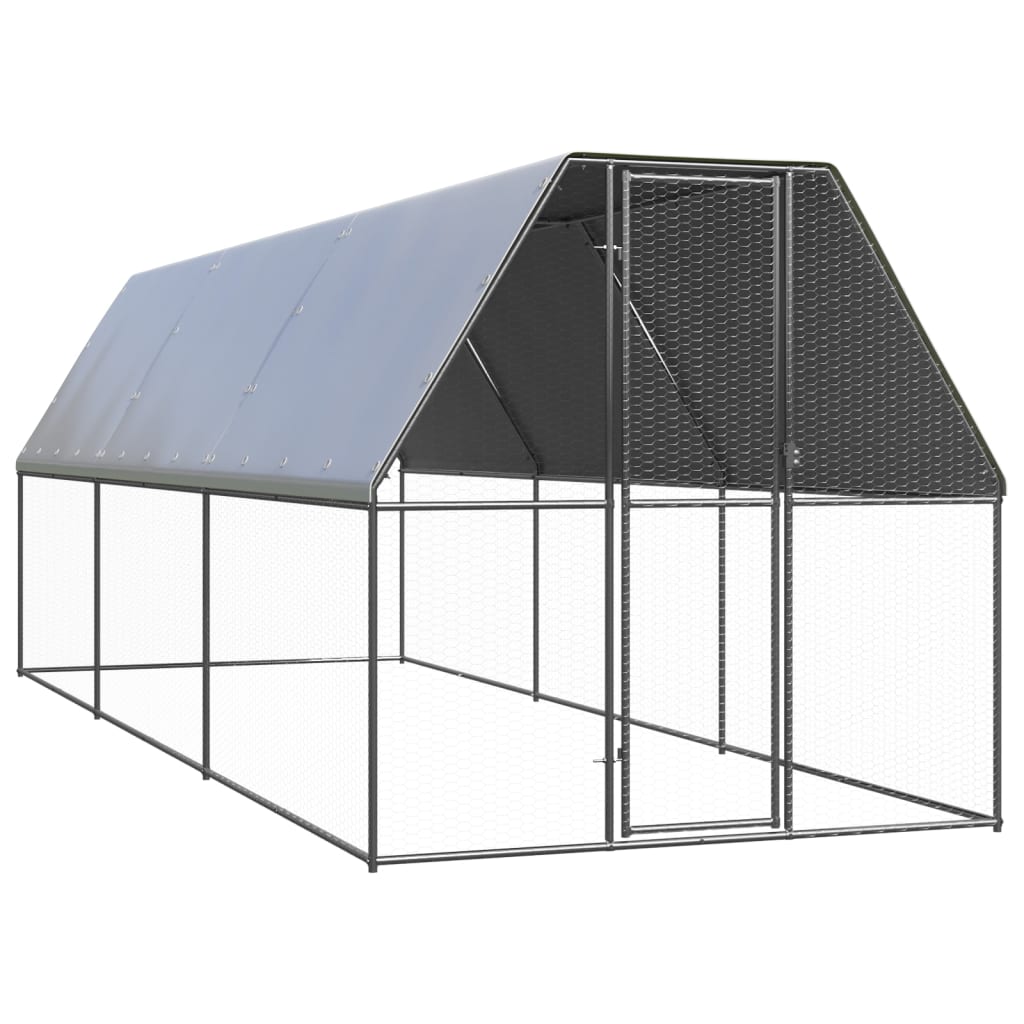 NNEVL Outdoor Chicken Cage 2x6x2 m Galvanised Steel-0