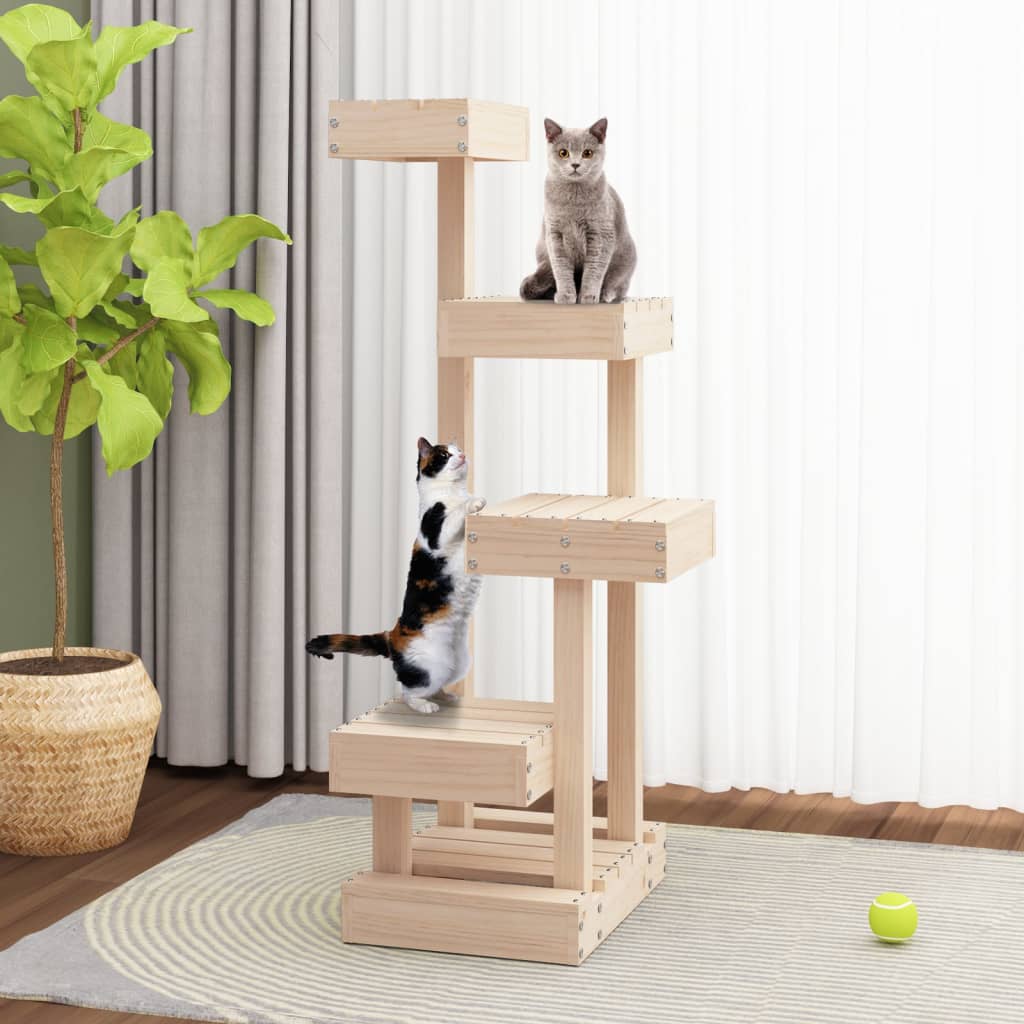 NNEVL Cat Tree 45.5x49x103 cm Solid Wood Pine-2