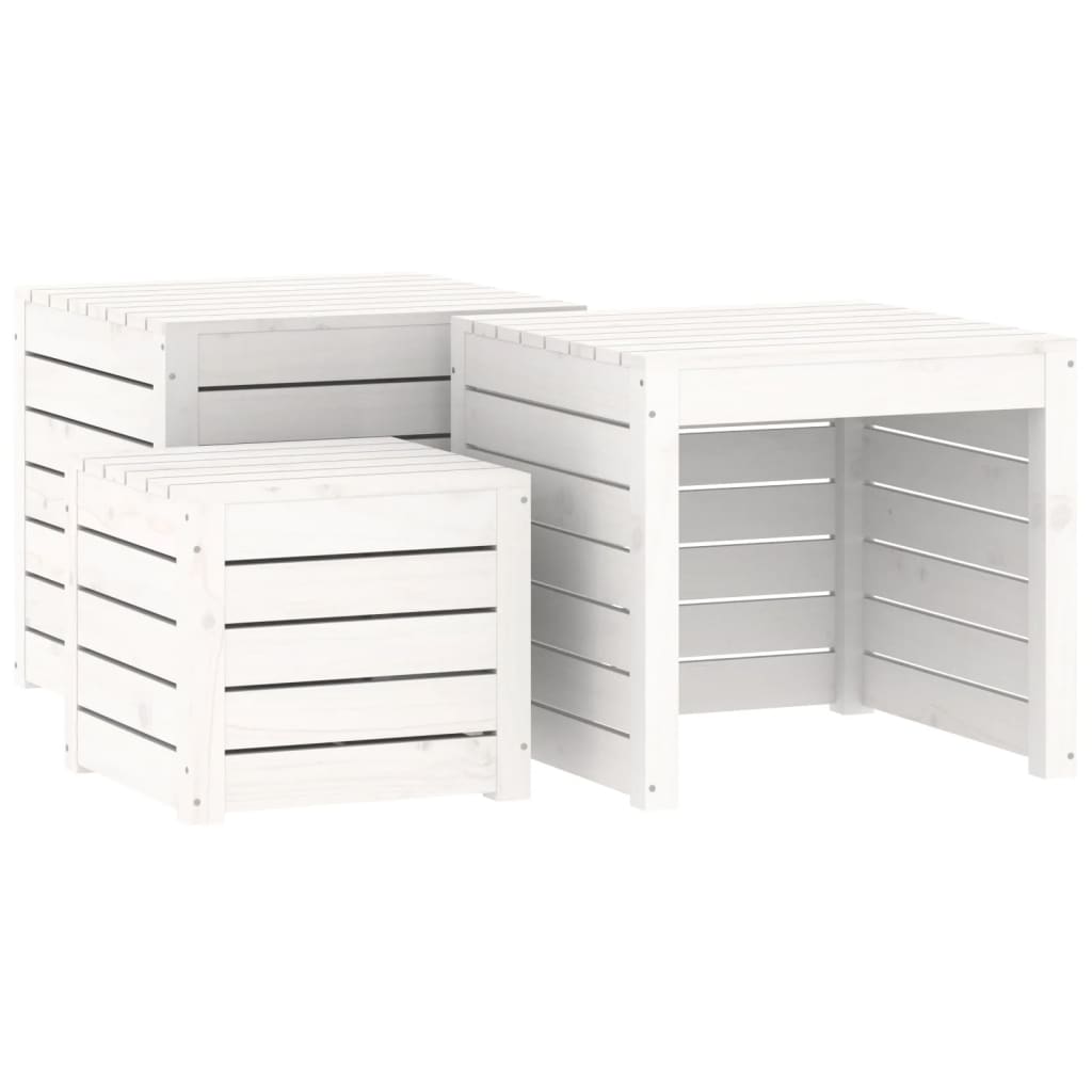 NNEVL 3 Piece Garden Box Set White Solid Wood Pine-1