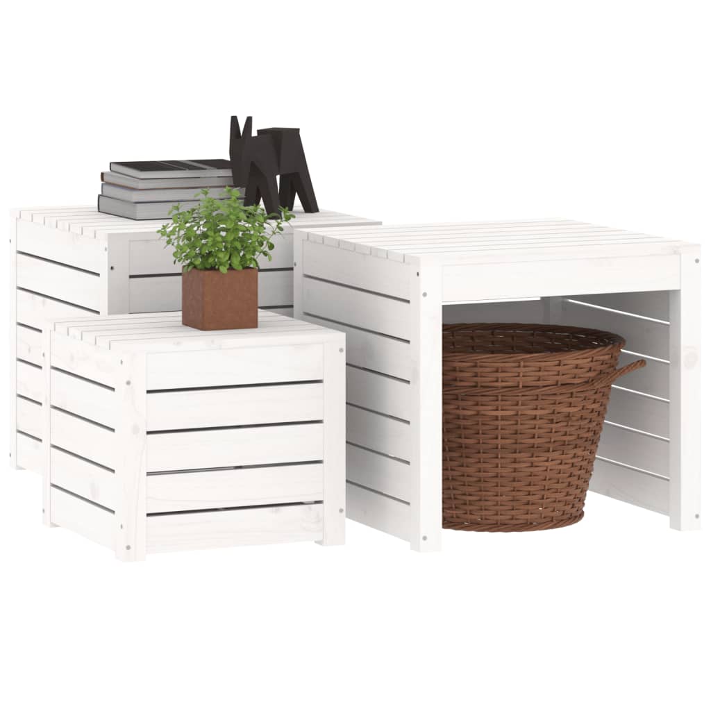NNEVL 3 Piece Garden Box Set White Solid Wood Pine-3
