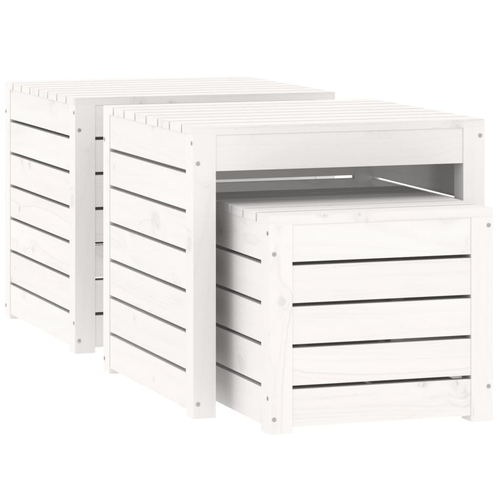 NNEVL 3 Piece Garden Box Set White Solid Wood Pine-4