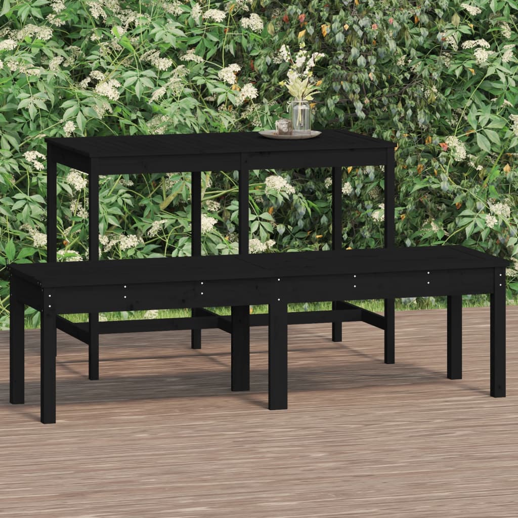 NNEVL 2-Seater Garden Bench Black 159.5x44x45 cm Solid Wood Pine-0