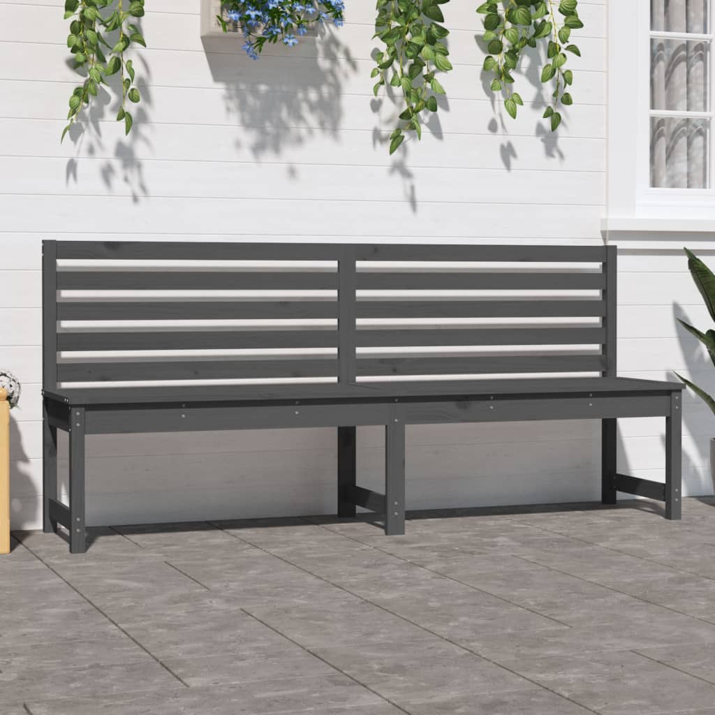 NNEVL Garden Bench Grey 201.5 cm Solid Wood Pine-2
