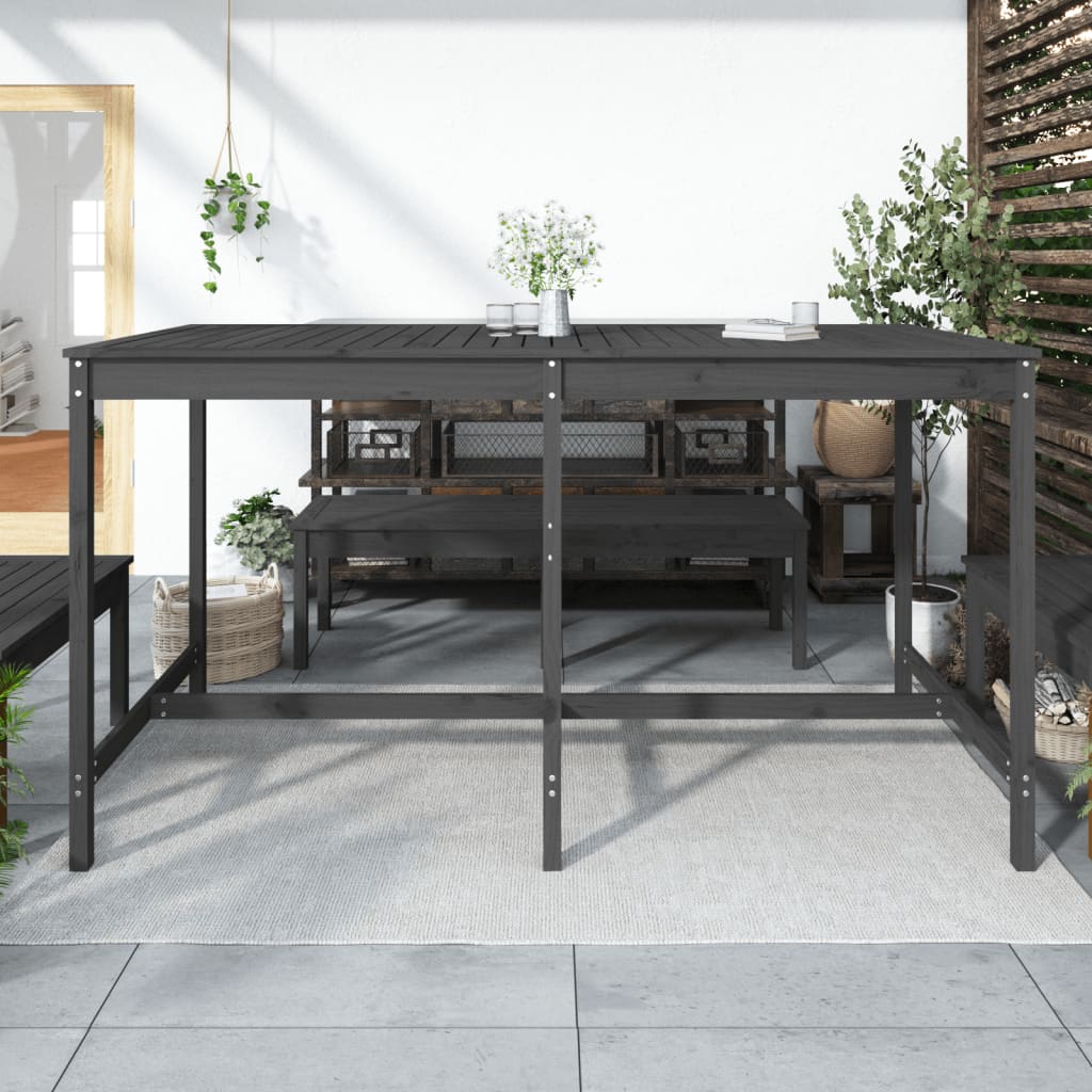 NNEVL Garden Table Grey 203.5x90x110 cm Solid Wood Pine-2