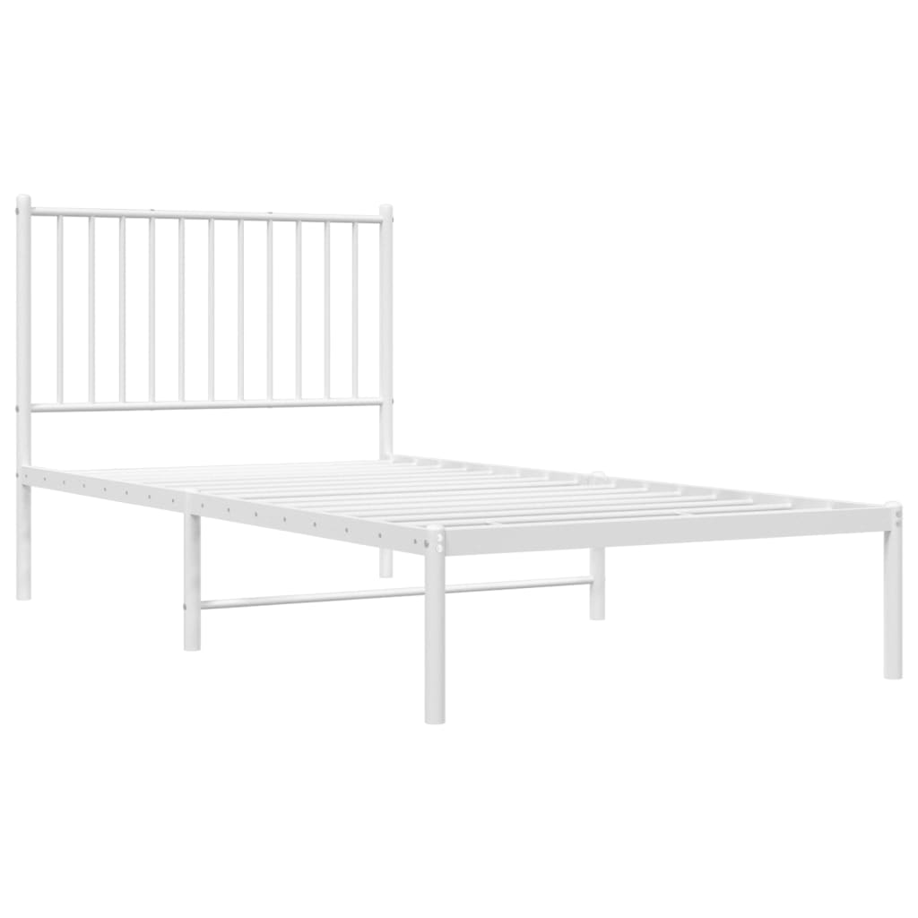 NNEVL Metal Bed Frame with Headboard White 92x187 cm Single Size-3