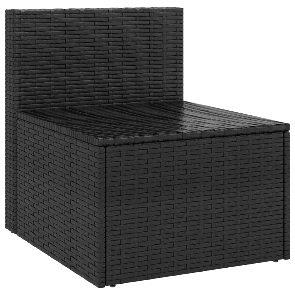 NNEVL Garden Middle Sofas with Cushions 2 pcs Black Poly Rattan-3