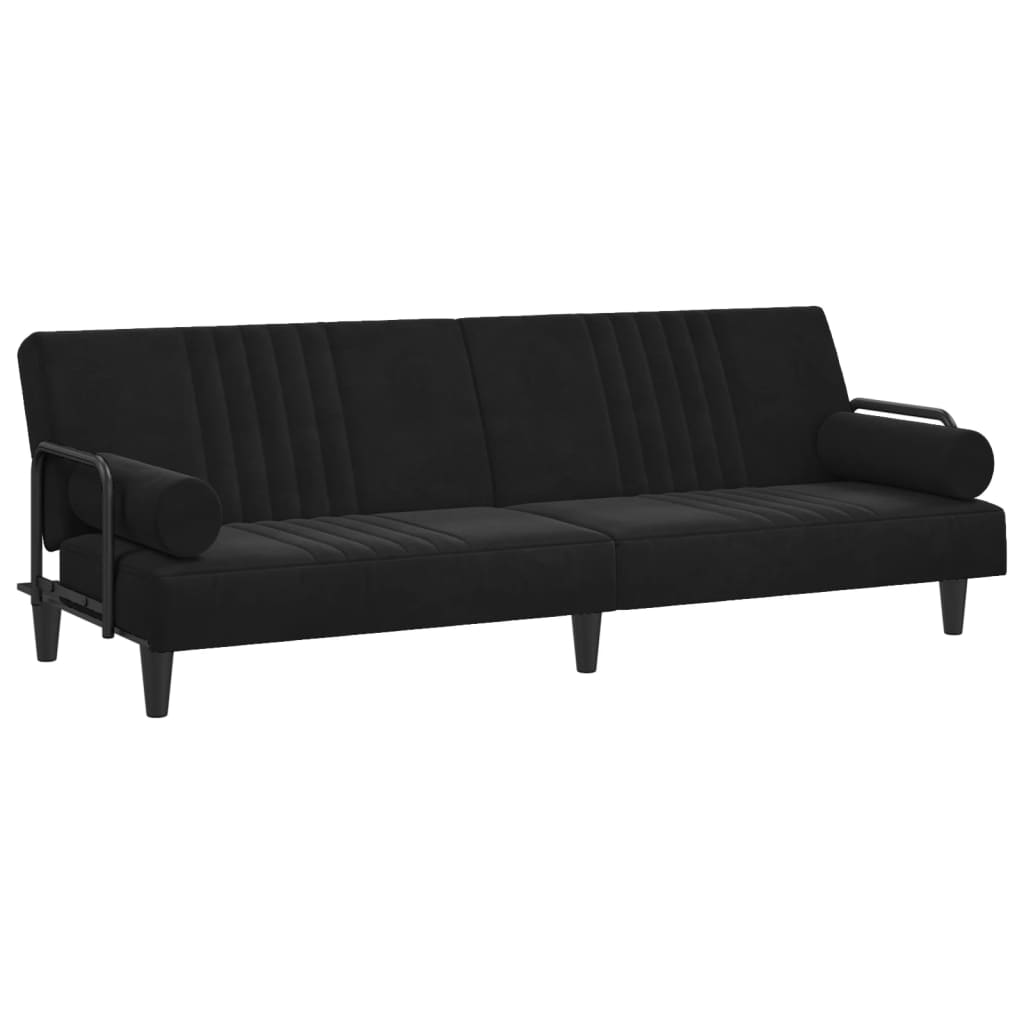 NNEVL Sofa Bed with Armrests Black Velvet-1