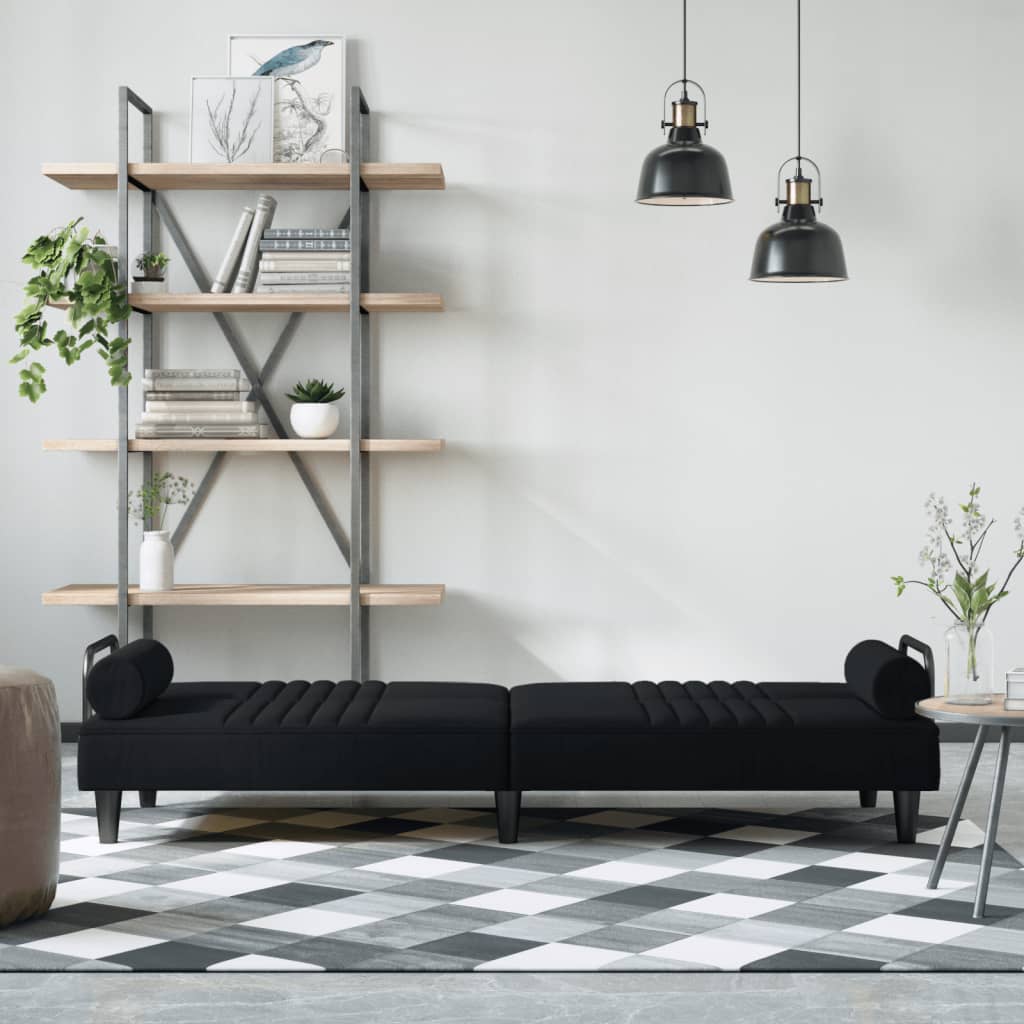 NNEVL Sofa Bed with Armrests Black Velvet-2