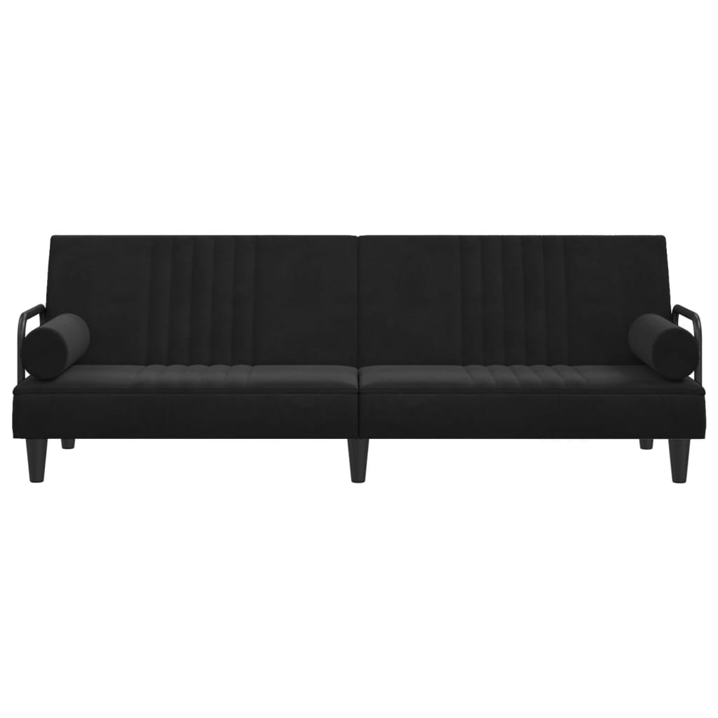 NNEVL Sofa Bed with Armrests Black Velvet-3