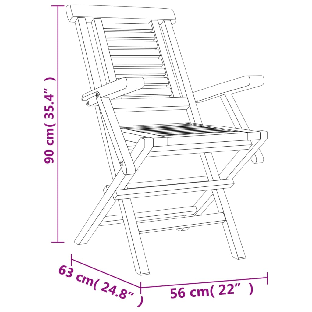 NNEVL Folding Garden Chairs 8 pcs 56x63x90 cm Solid Wood Teak-4