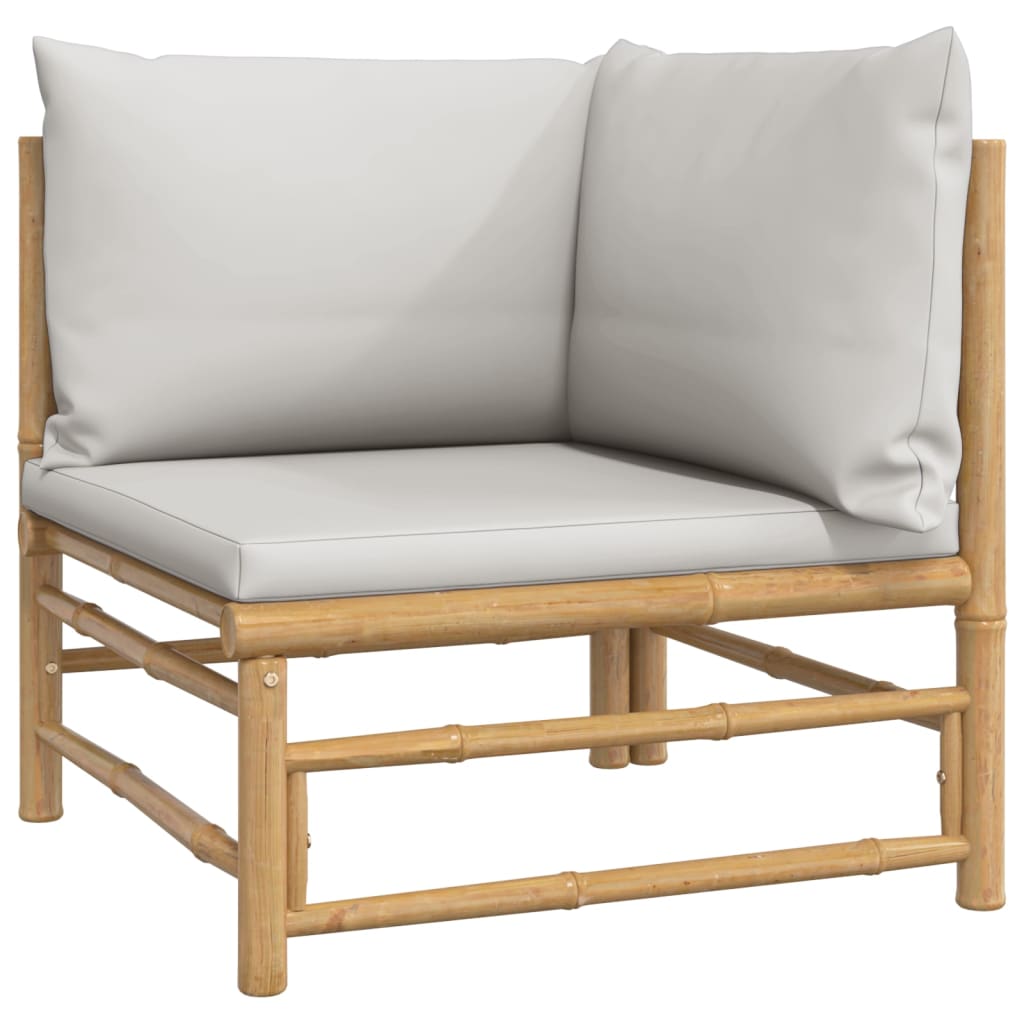 NNEVL 9 Piece Garden Lounge Set with Light Grey Cushions Bamboo-4