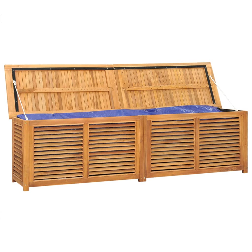 NNEVL Garden Storage Box with Bag 200x50x53 cm Solid Wood Teak-3