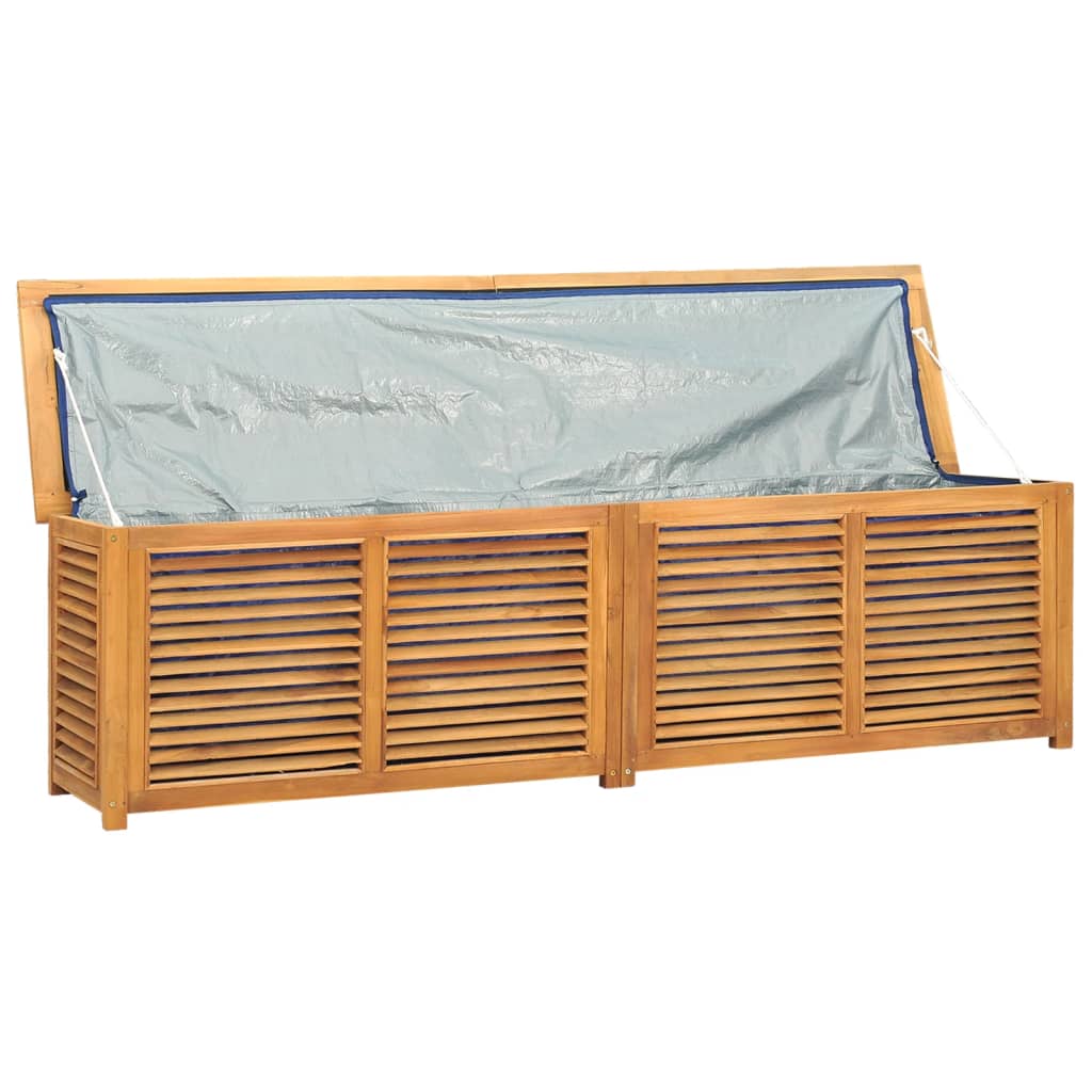 NNEVL Garden Storage Box with Bag 200x50x53 cm Solid Wood Teak-4