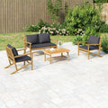 NNEVL 4 Piece Garden Lounge Set with Dark Grey Cushions Bamboo-0