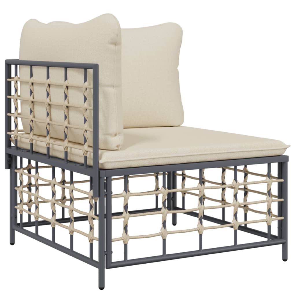 NNEVL Garden Corner Sofa with Beige Cushions Poly Rattan-1