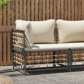 NNEVL Garden Corner Sofa with Beige Cushions Poly Rattan-0