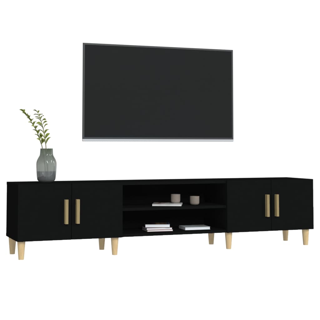 NNEVL TV Cabinet Black 180x31.5x40 cm Engineered Wood-3