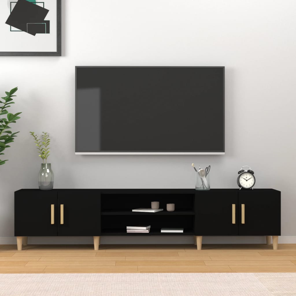 NNEVL TV Cabinet Black 180x31.5x40 cm Engineered Wood-0
