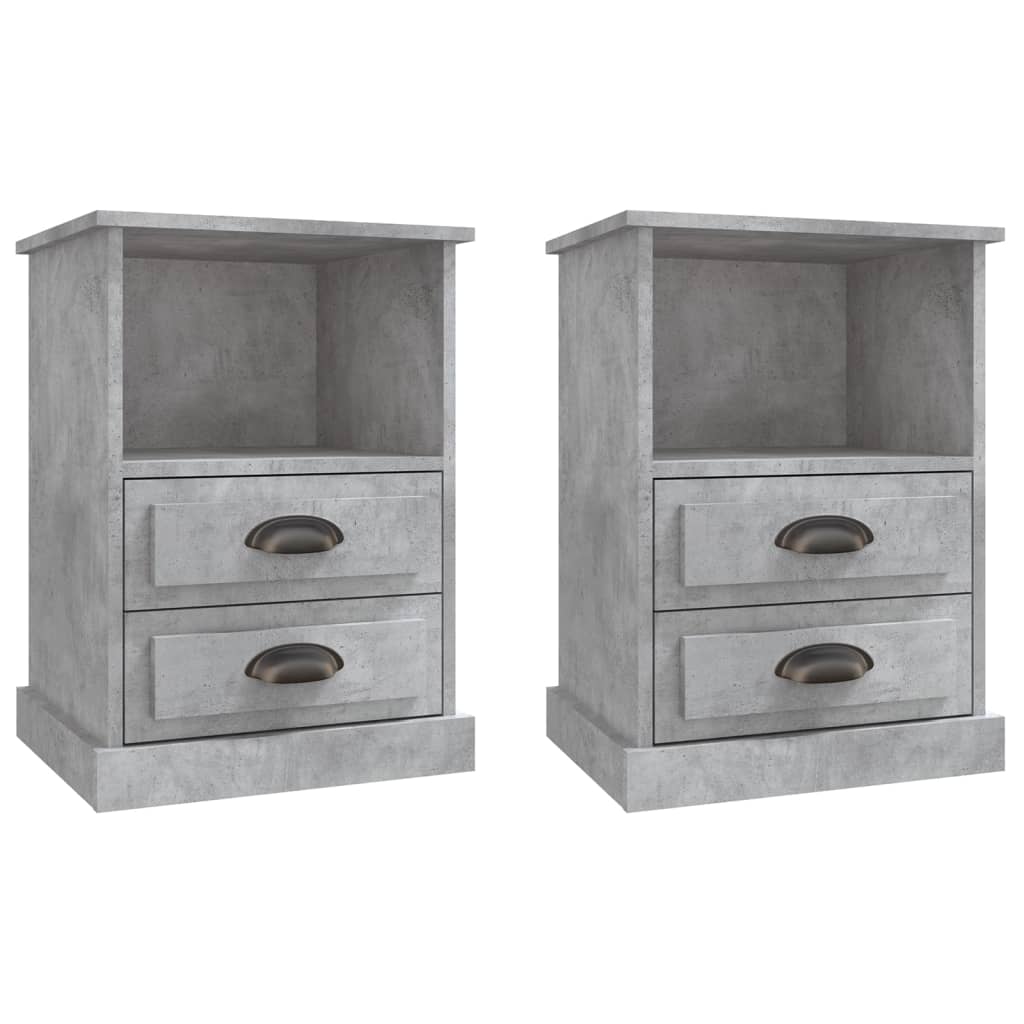 NNEVL Bedside Cabinets 2 pcs Concrete Grey 43x36x60 cm-1