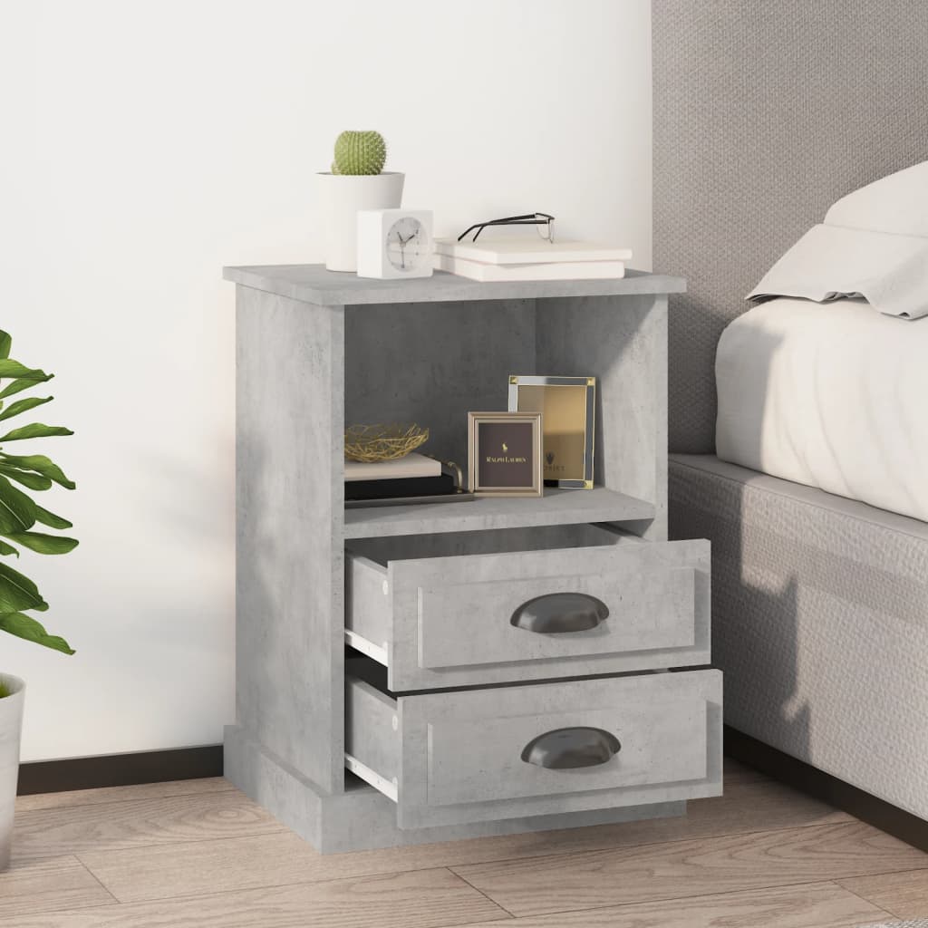 NNEVL Bedside Cabinets 2 pcs Concrete Grey 43x36x60 cm-0