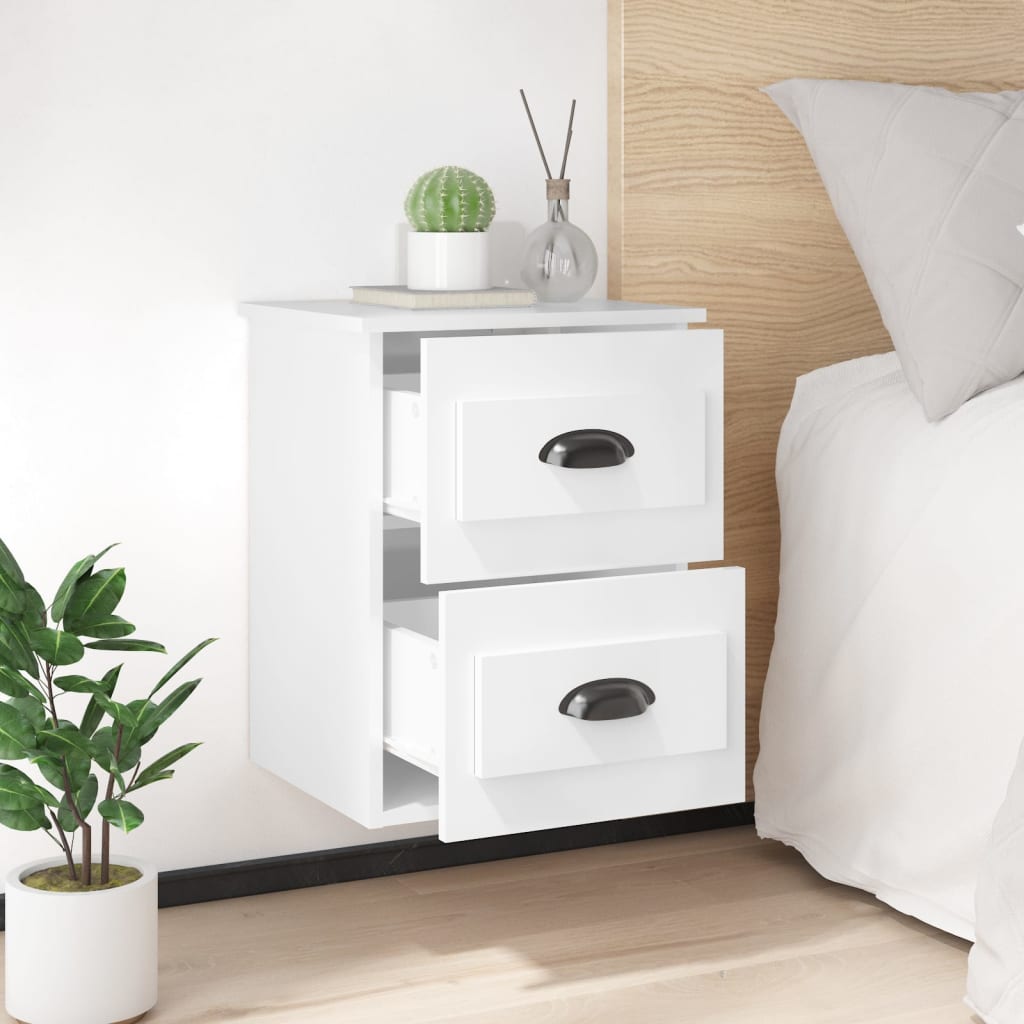 NNEVL Wall-mounted Bedside Cabinets 2 pcs High Gloss White 41.5x36x53cm-3