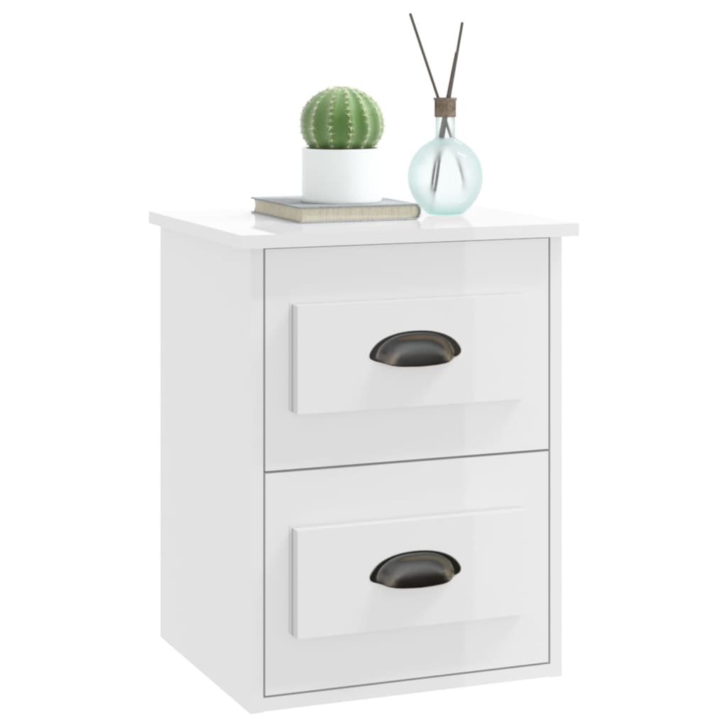 NNEVL Wall-mounted Bedside Cabinets 2 pcs High Gloss White 41.5x36x53cm-4