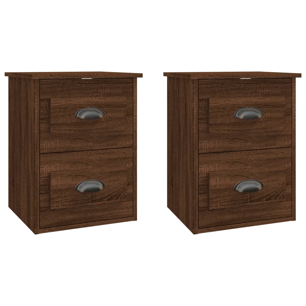 NNEVL Wall-mounted Bedside Cabinets 2 pcs Brown Oak 41.5x36x53cm-1