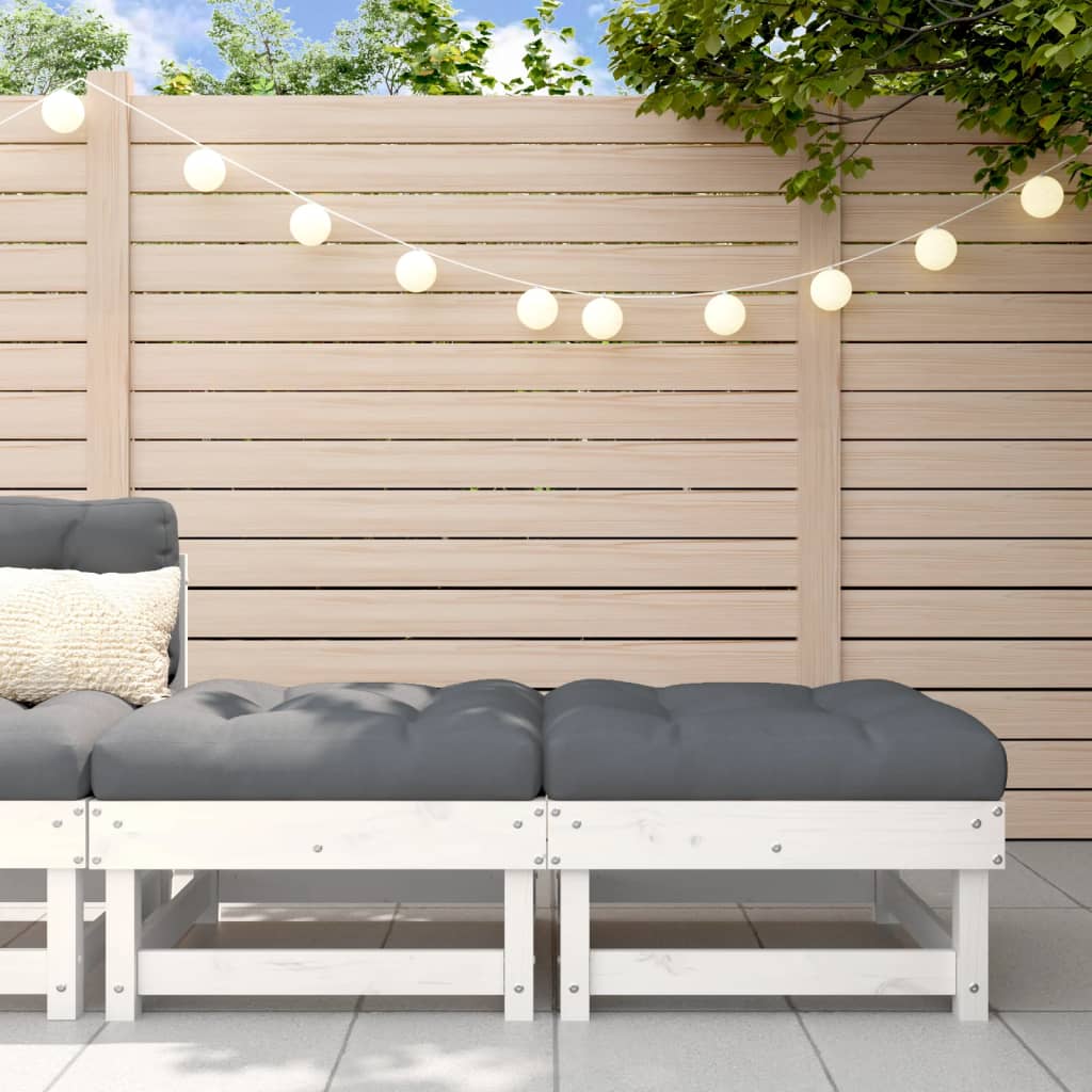 NNEVL Garden Footstools with Cushions 2pcs White Solid Wood Pine-0