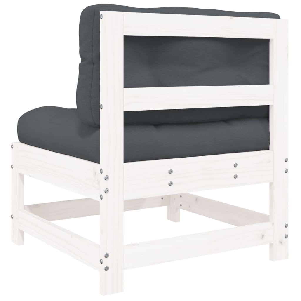 NNEVL Middle Sofa with Cushions White Solid Wood Pine-4