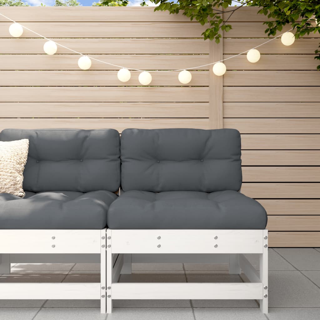 NNEVL Middle Sofa with Cushions White Solid Wood Pine-0
