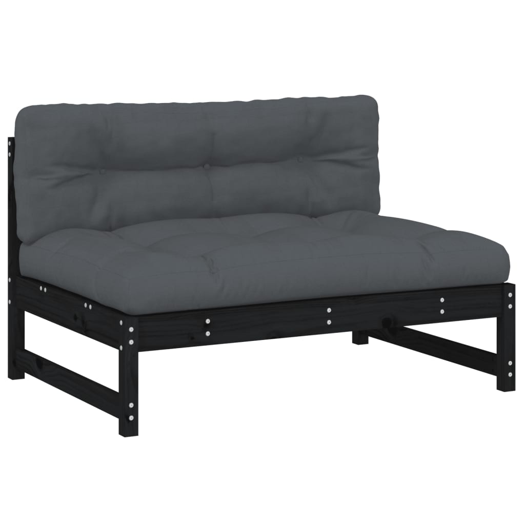 NNEVL Middle Sofa Black 120x80 cm Solid Wood Pine-1