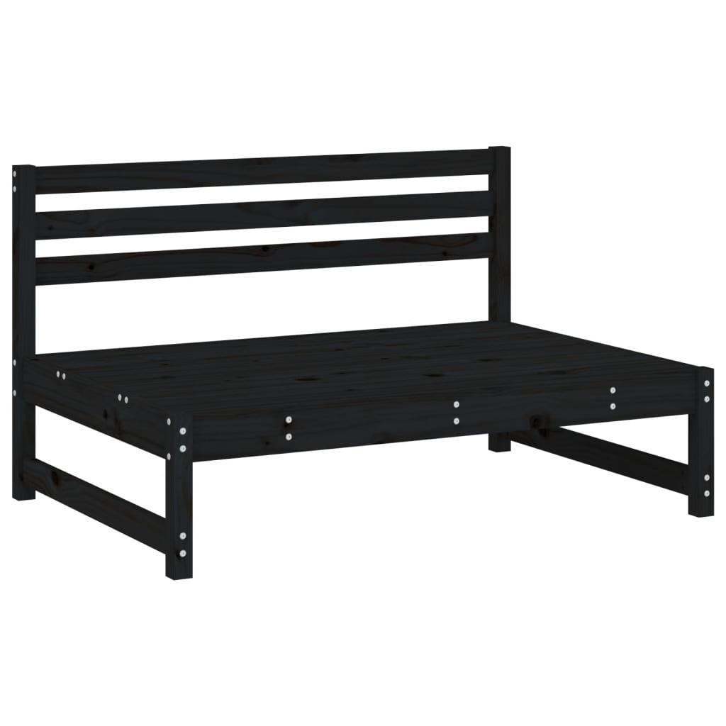 NNEVL Middle Sofa Black 120x80 cm Solid Wood Pine-2