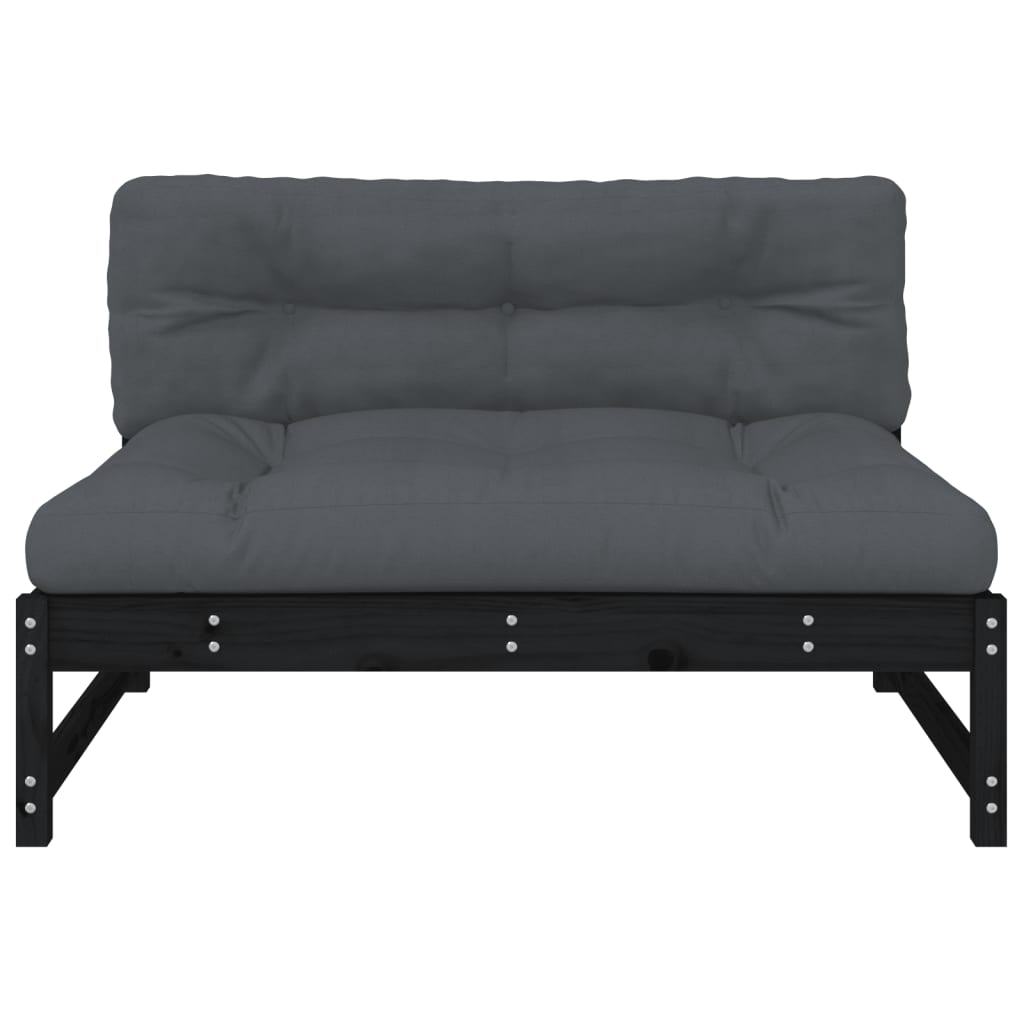 NNEVL Middle Sofa Black 120x80 cm Solid Wood Pine-3