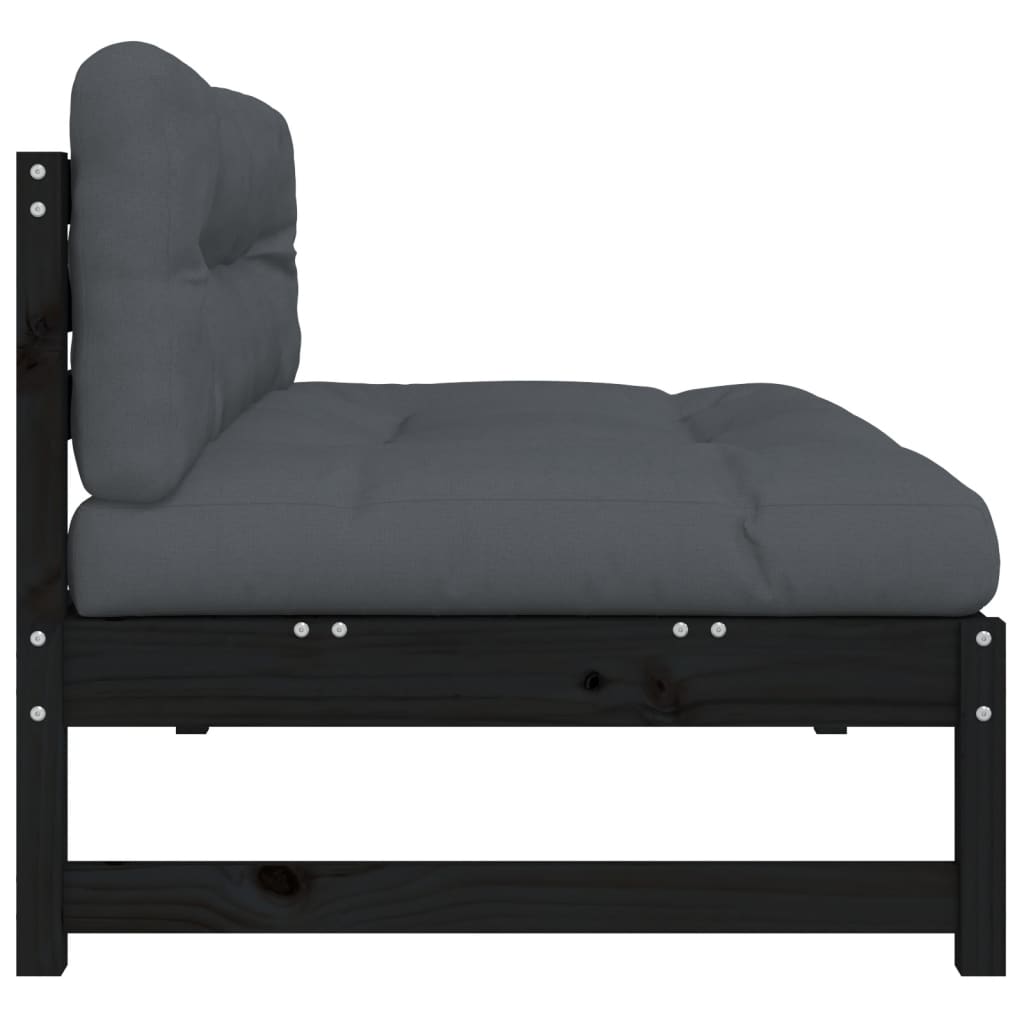 NNEVL Middle Sofa Black 120x80 cm Solid Wood Pine-4