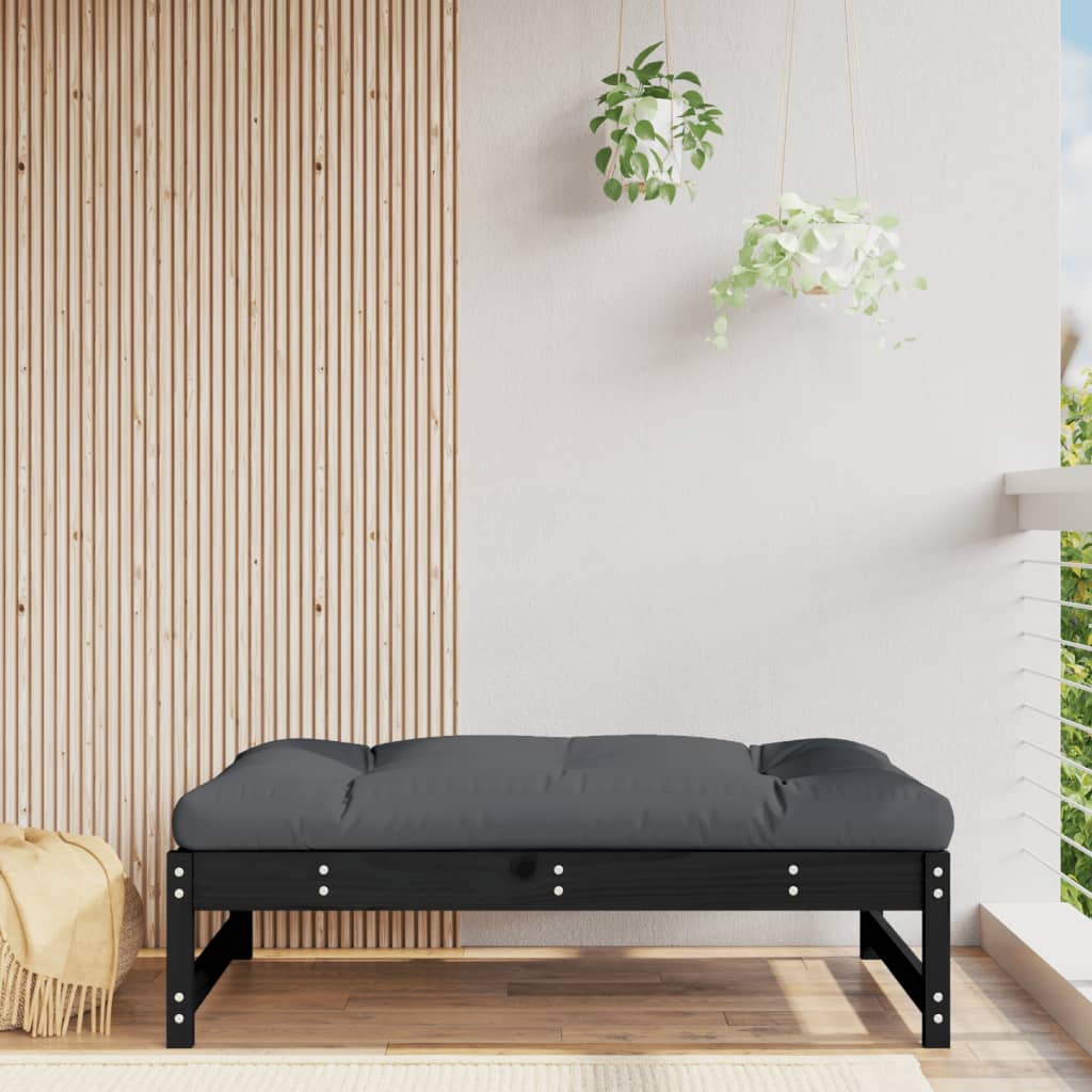 NNEVL Garden Footstool Black 120x80 cm Solid Wood Pine-0