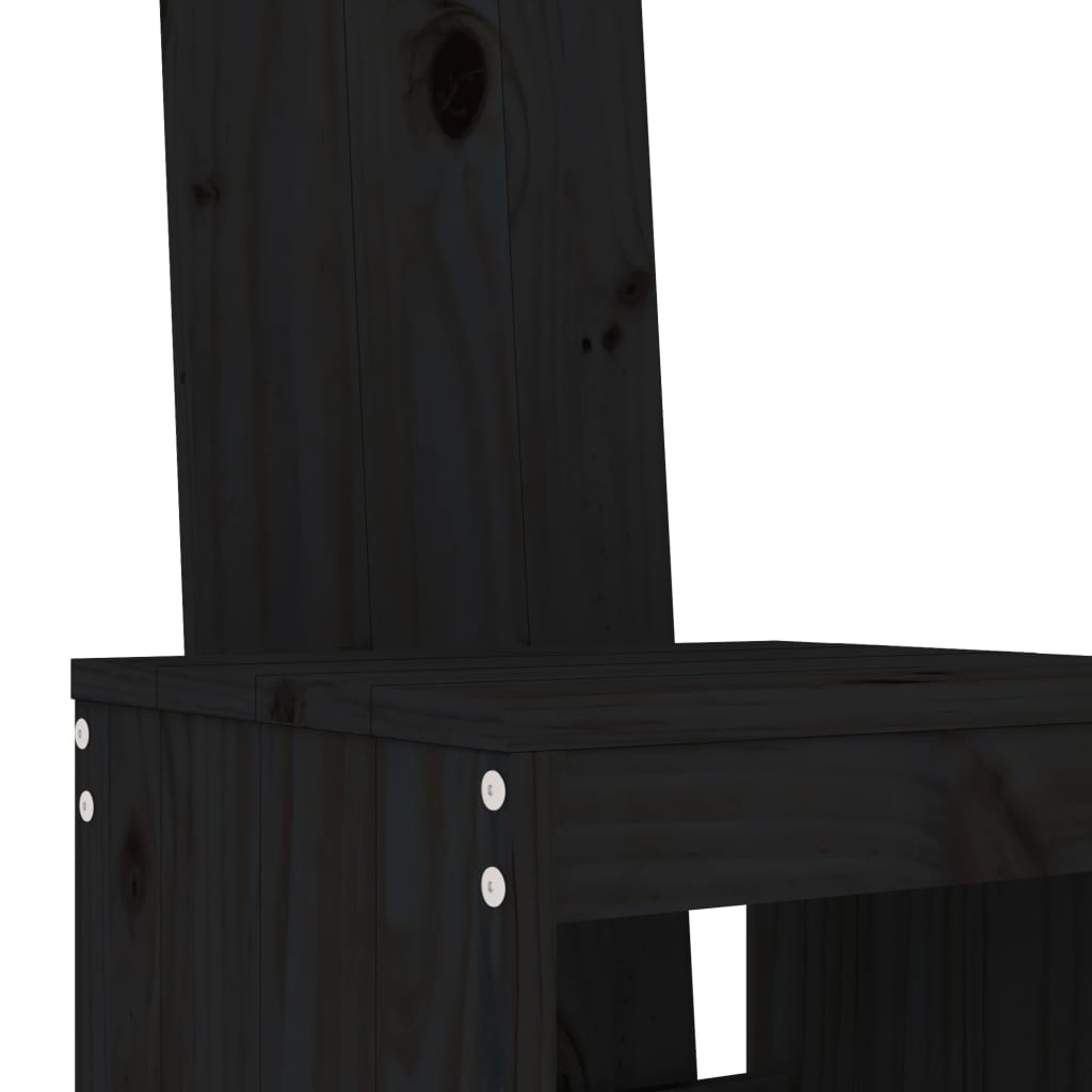 NNEVL 3 Piece Garden Bar Set Black Solid Wood Pine-4