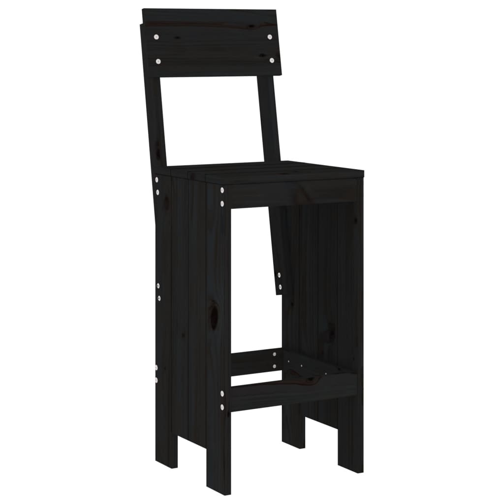 NNEVL 5 Piece Garden Bar Set Black Solid Wood Pine-3