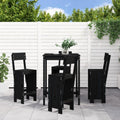 NNEVL 5 Piece Garden Bar Set Black Solid Wood Pine-0