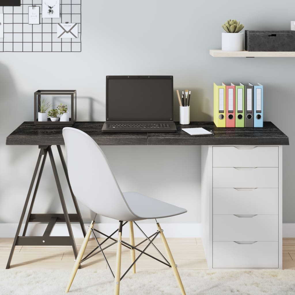 NNEVL Table Top Dark Grey 140x50x4 cm Treated Solid Wood Oak-0