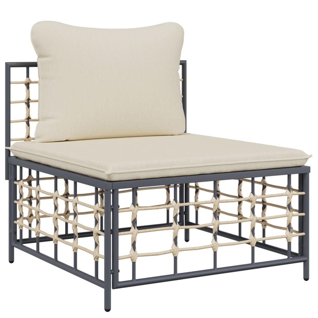 NNEVL 10 Piece Garden Lounge Set with Cushions Anthracite Poly Rattan-4
