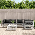 NNEVL 6 Piece Garden Lounge Set with Cushions White Steel-0