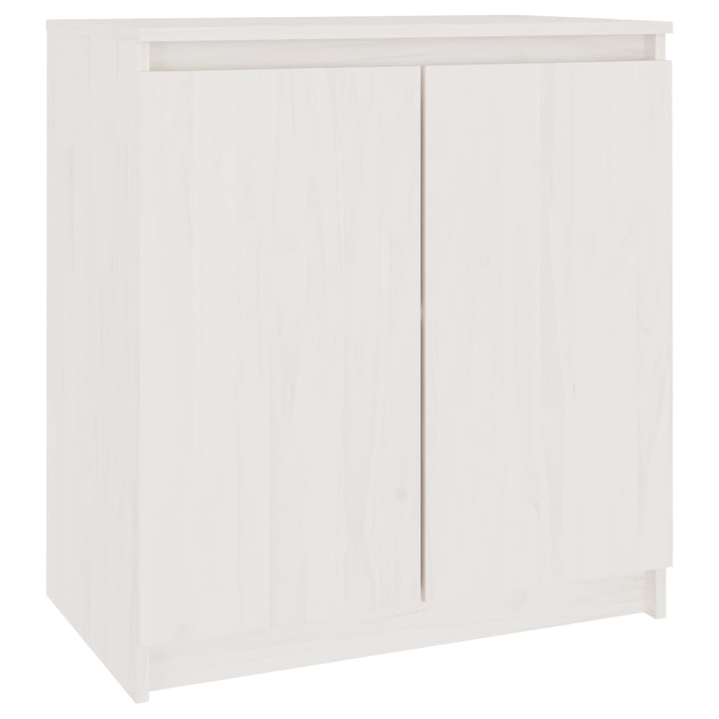 NNEVL Side Cabinet White 60x36x65 cm Solid Wood Pine-1